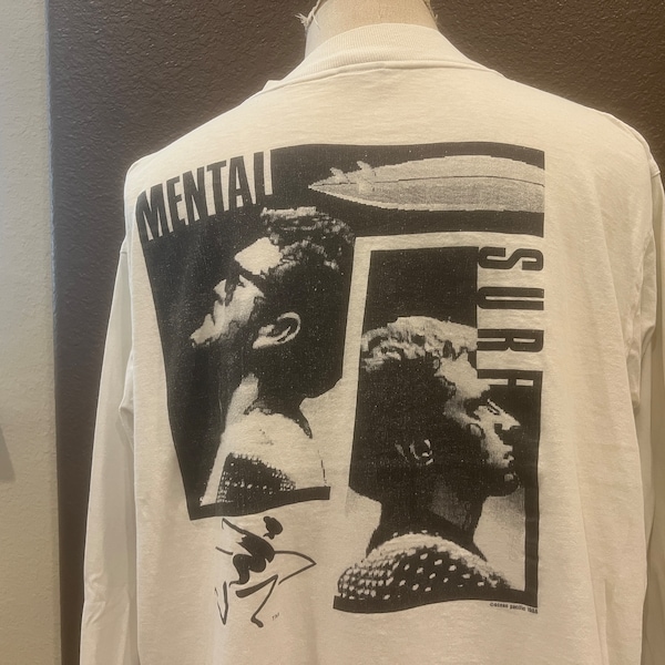 Vintage 80's Ocean Pacific Mental Surf White Longsleeve Shirt Size XL