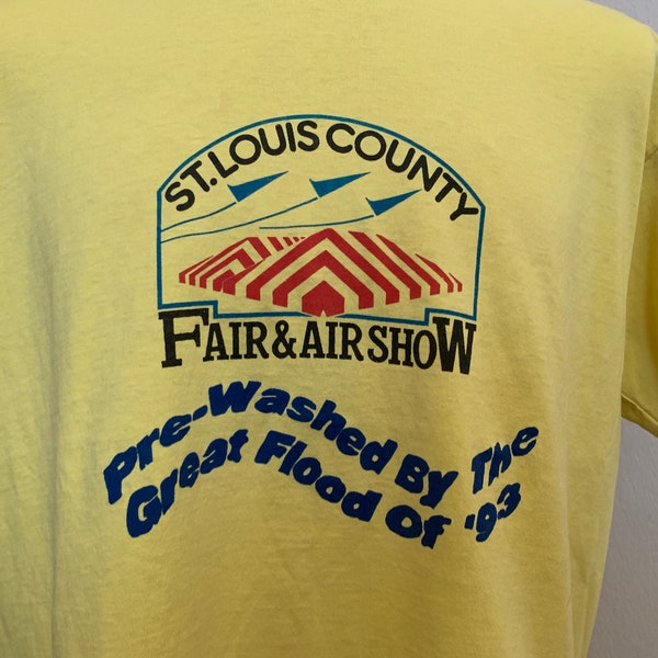 Vintage 90's St. Louis County Fair & Air Show pre-Washed by the Great Flood of 1993 T Shirt Size XL