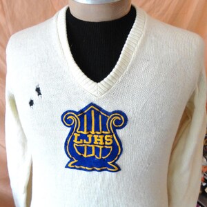Vintage 60's LJHS Orchestra V Neck Pullover Wool Sweater Size S