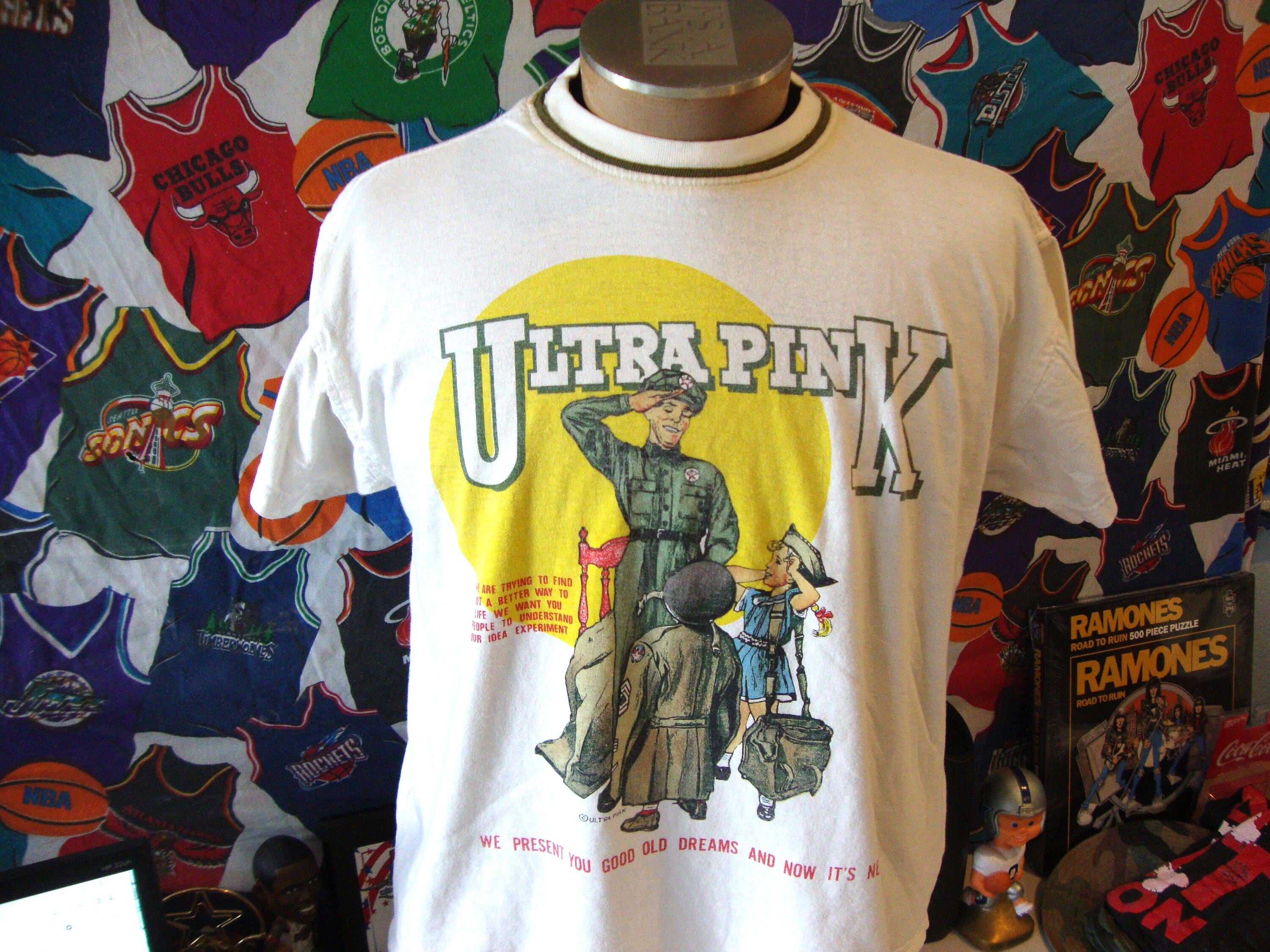 Vintage 90's Ultra Pink World War 2 Military Tee White T Shirt