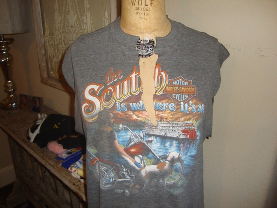【希少】Harley-Davidson 80's 1989 Tシャツ Vintage 80's Harley Davidson Motorcycle 1989 3D Emblem the South