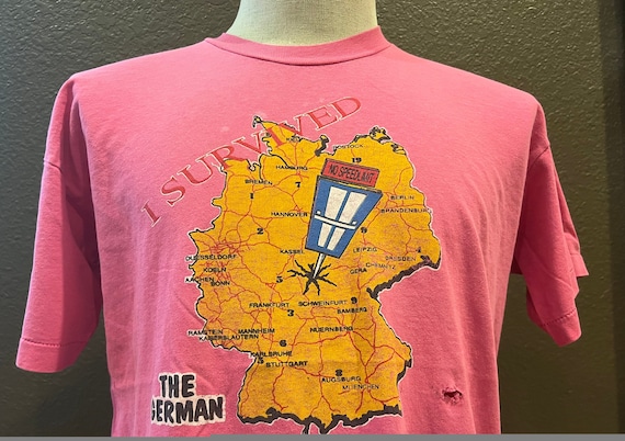 Vintage 80's I Survived the German Autobahn Pink … - image 1