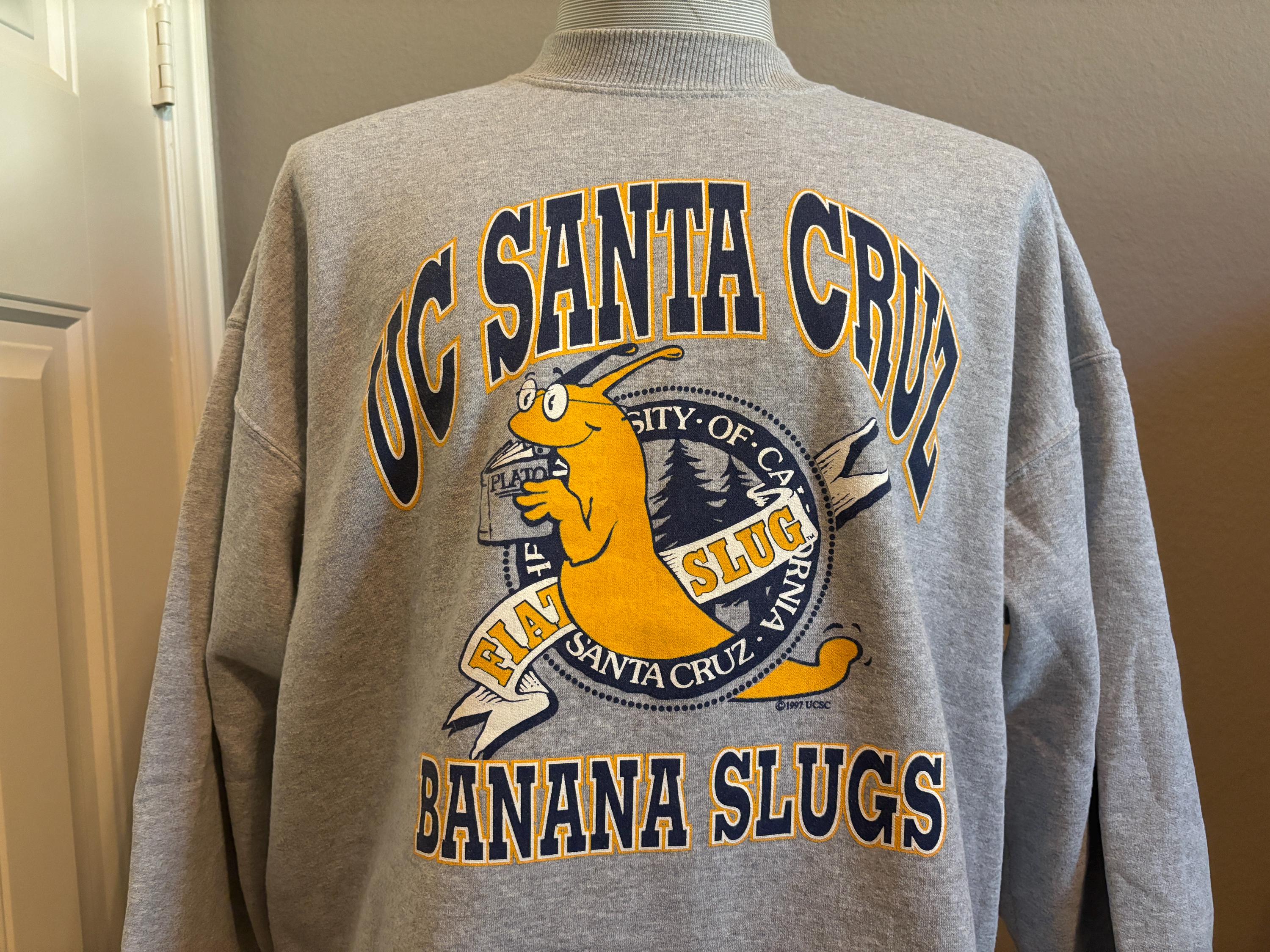 Vintage 90 s UC Santa Cruz Banana Slugs University Gray Crewneck Sweatshirt XL Etsy