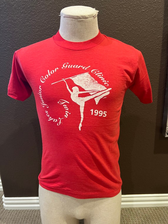 Vintage 90's 1995 Twin Lakes Colorguard Red T Shi… - image 2