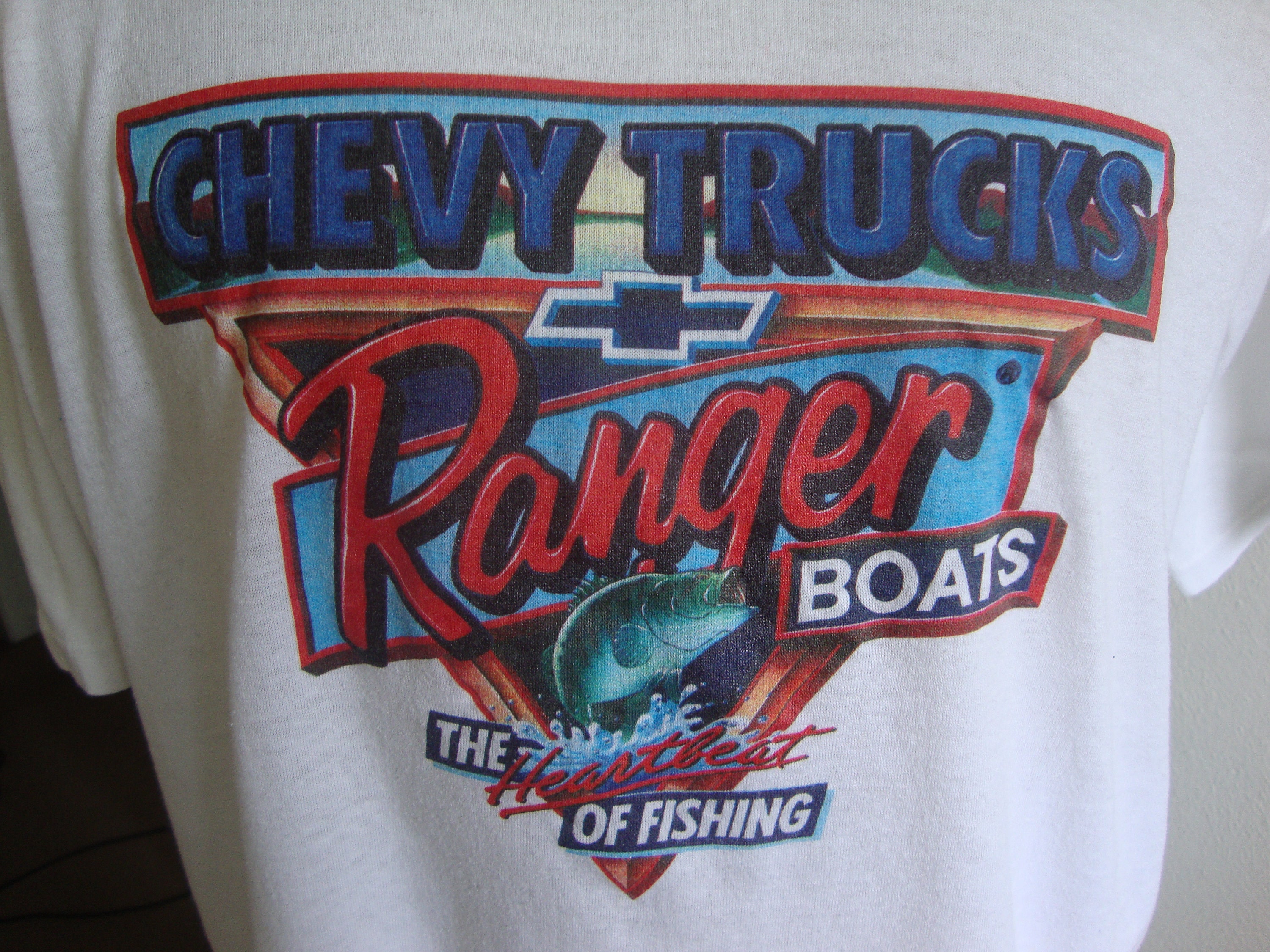 Vintage 90's Chevy Trucks Ranger Boats the Heartbeat of Fishing T Shirt  Size L 