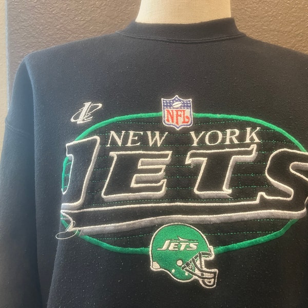 Vintage 90's New York Jets Black Crewneck Sweatshirt Size L