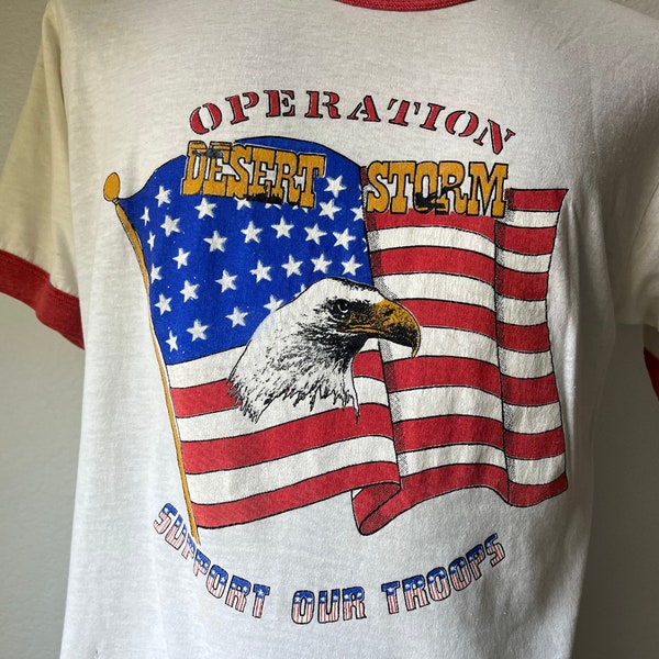 Vintage 90's Operation Desert Storm White T-Shirt Size L