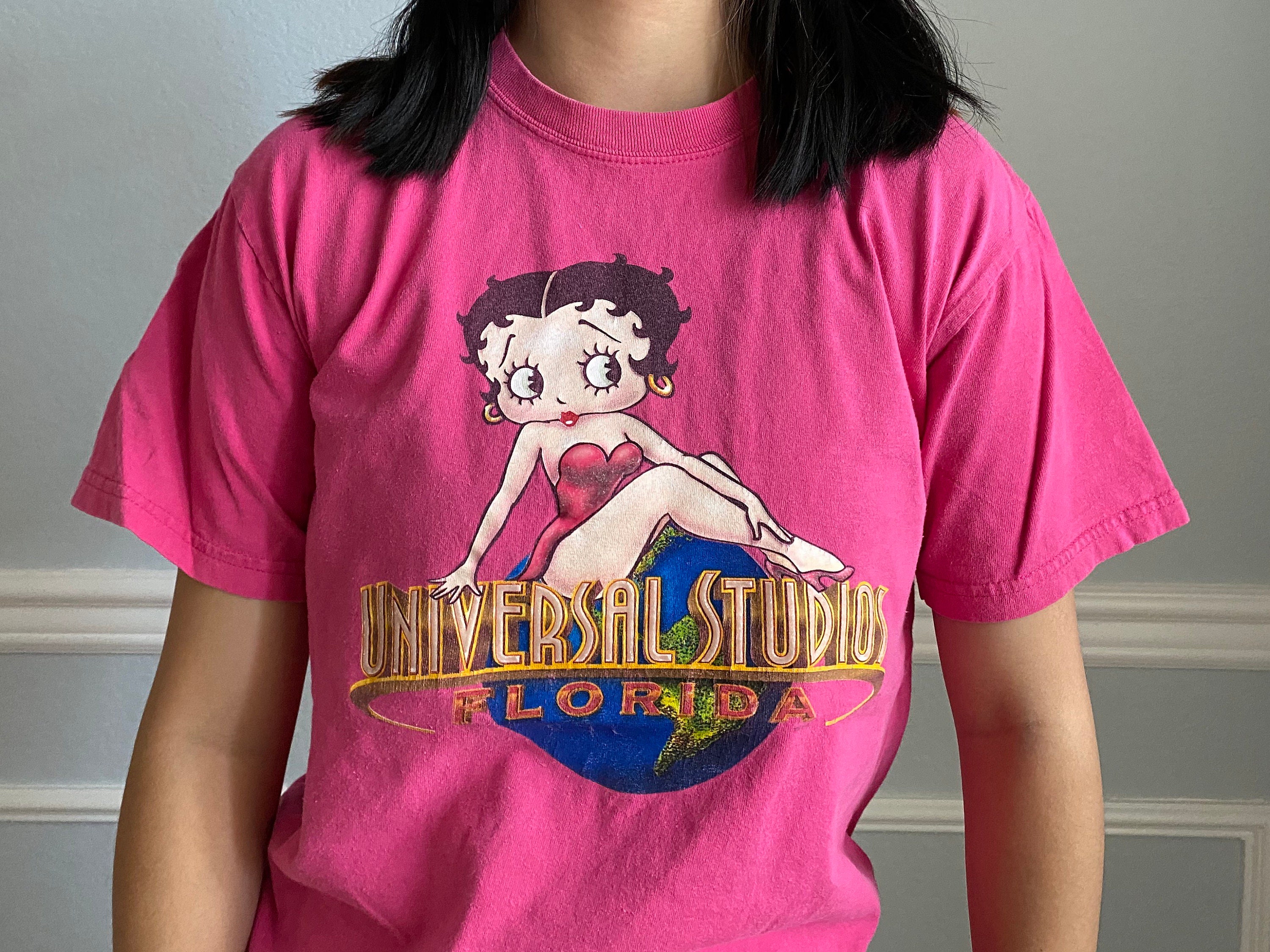 Vintage 90s Universal Studios Florida Betty Boop Pink T Shirt Size