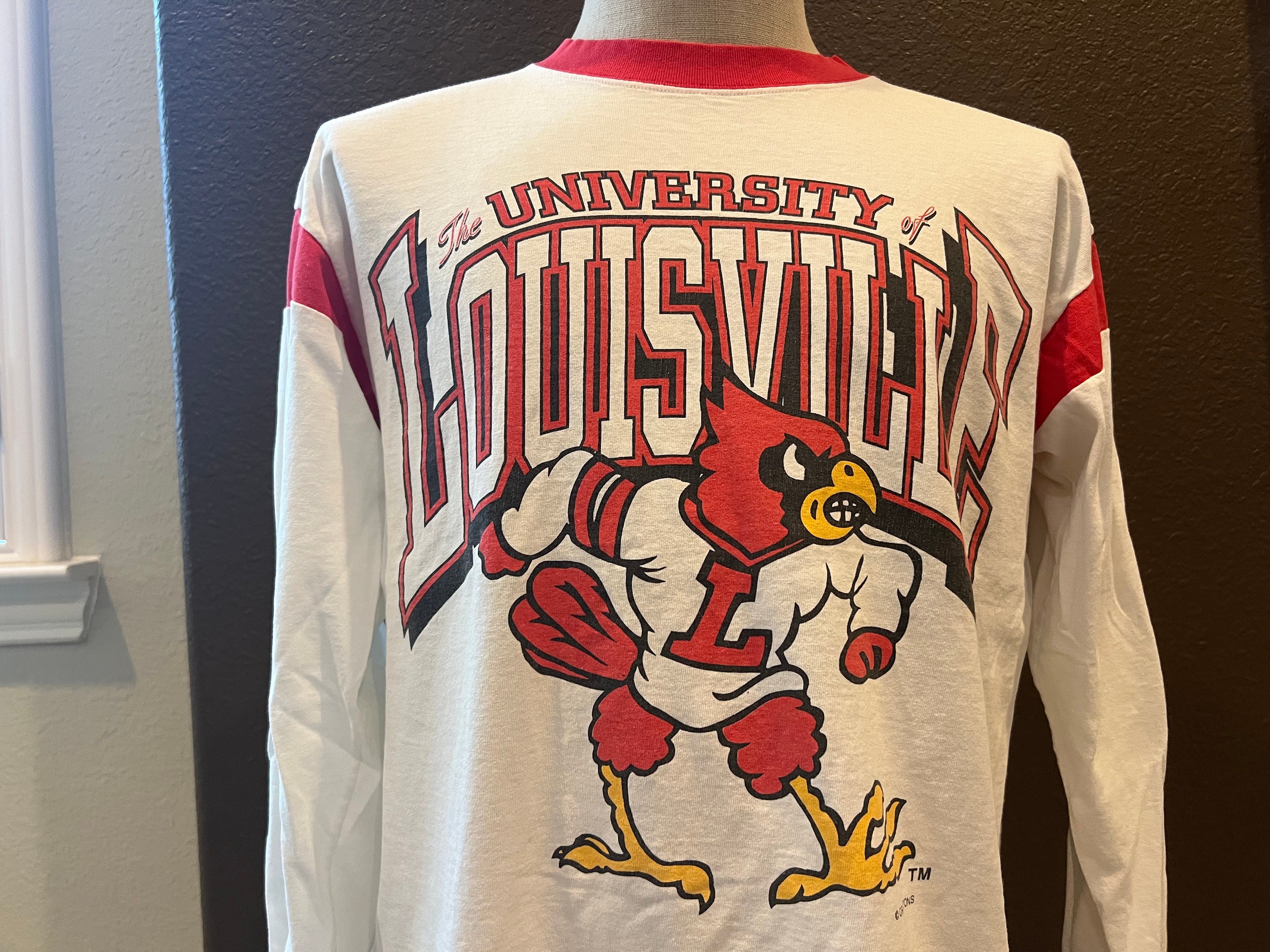Vintage 90's University of Louisville Cardinals White Long 