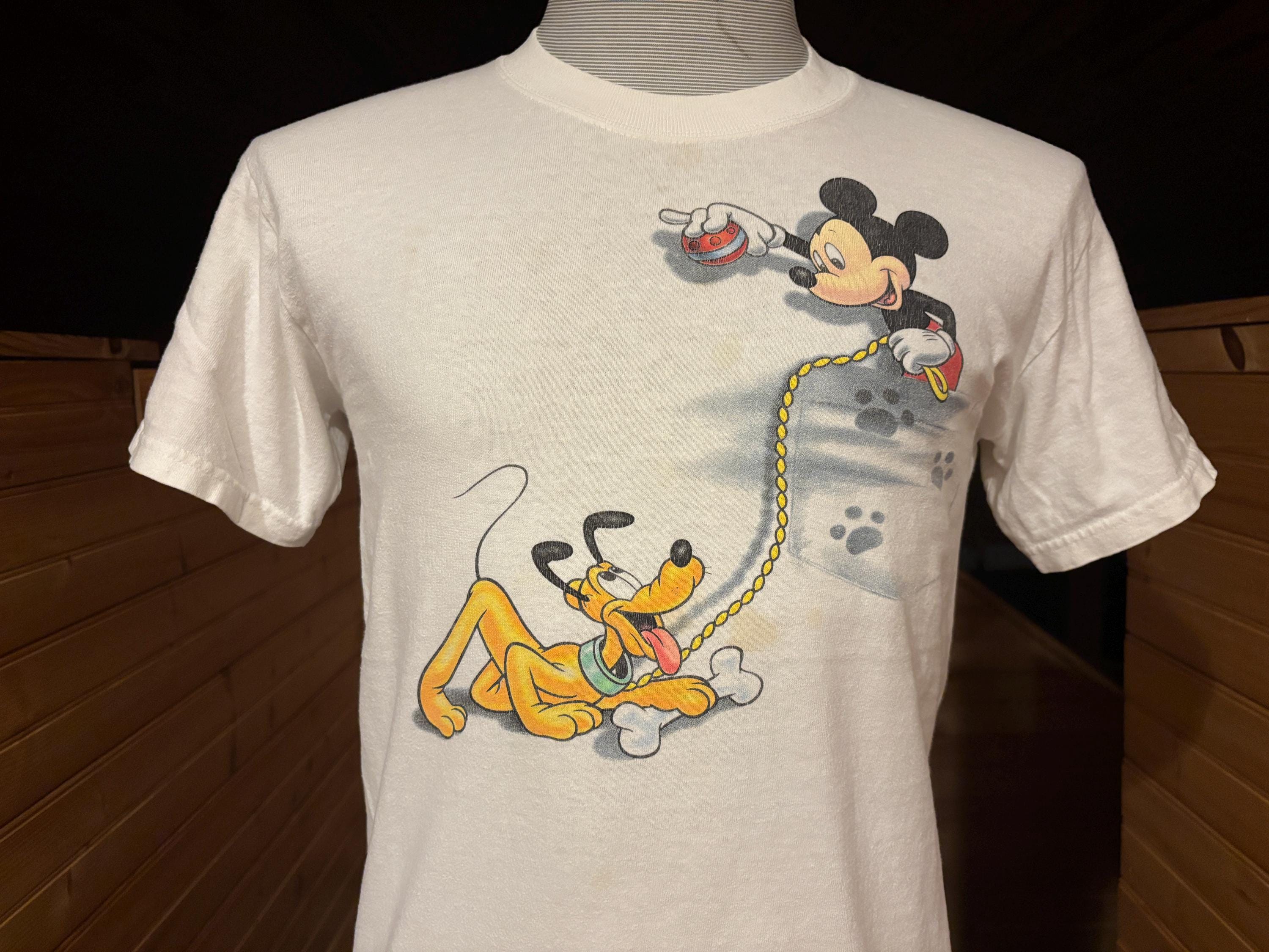 Vintage 90's Walt Disney's Mickey Mouse and Pluto False Pocket T