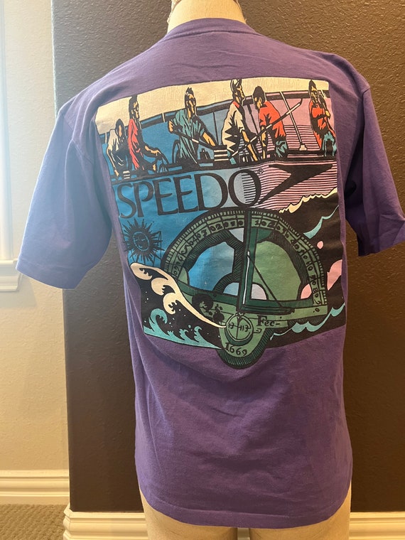 Vintage 90's Speedo Boating Purple T Shirt Size L View 3