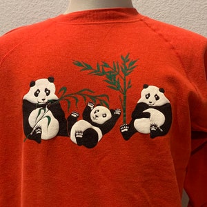 Vintage 80&#39;s Pandas and Bamboo Red Crewneck Sweatshirt Size L