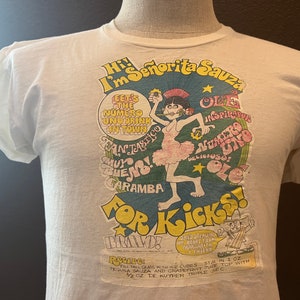Vintage 80's Senorita Sauza for Kicks! White T Shirt Size M