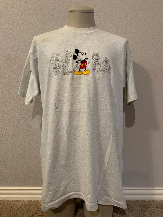 Vintage 90's Walt Disney's Mickey Mouse Characters Grey T Shirt