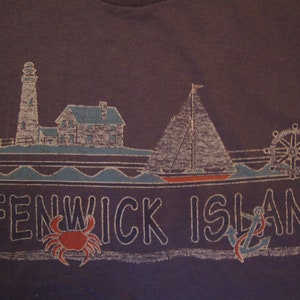 Vintage 80&#39;s Fenwick Island Tourist Blue T Shirt Size L