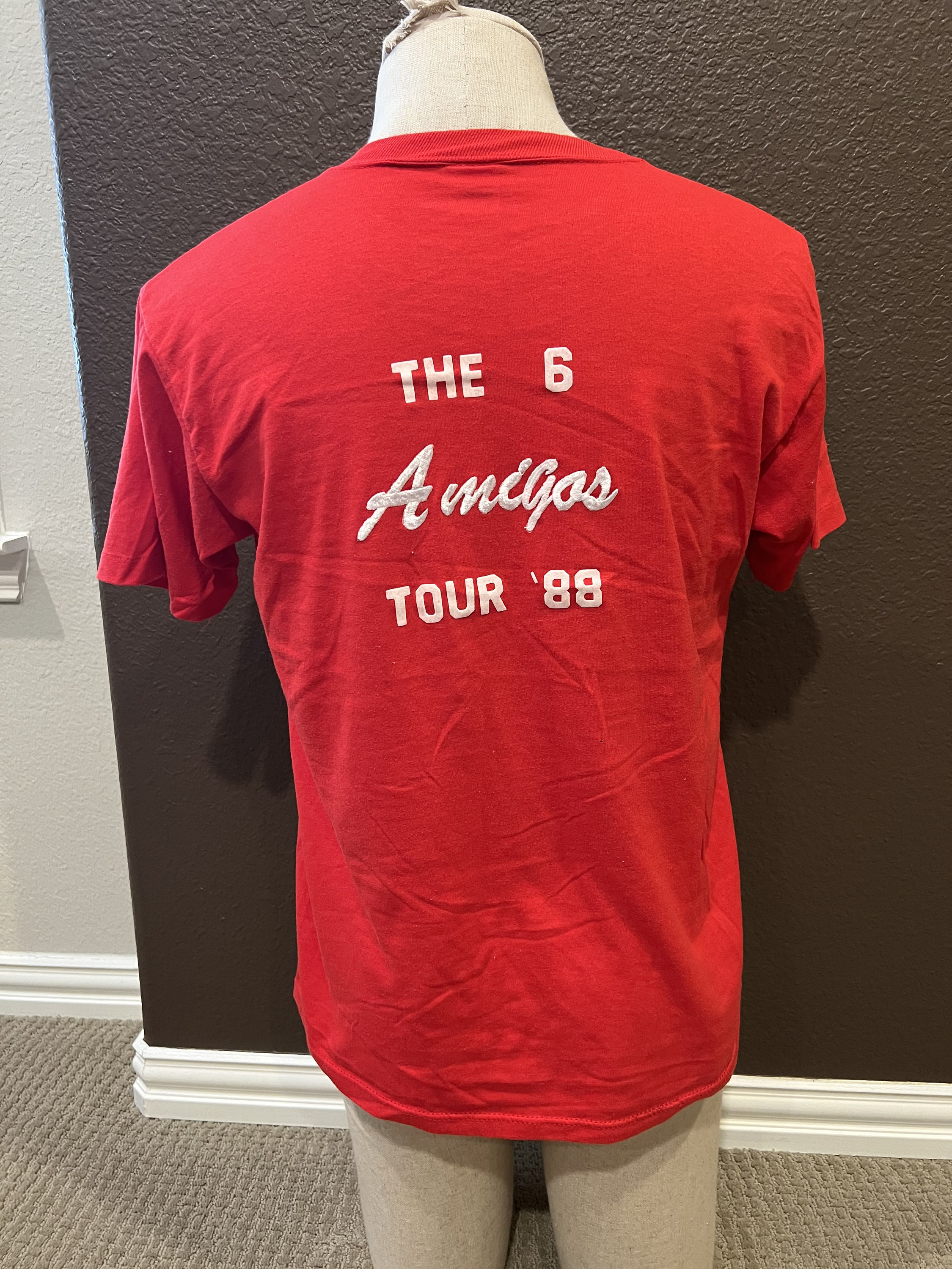 Vintage 80's The 6 Amigos Tour '88 Red T Shirt Size M