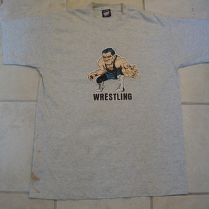 Vintage 80's Wrestling Boivin 90 LB Sports Fan Gray T Shirt Size L image 2