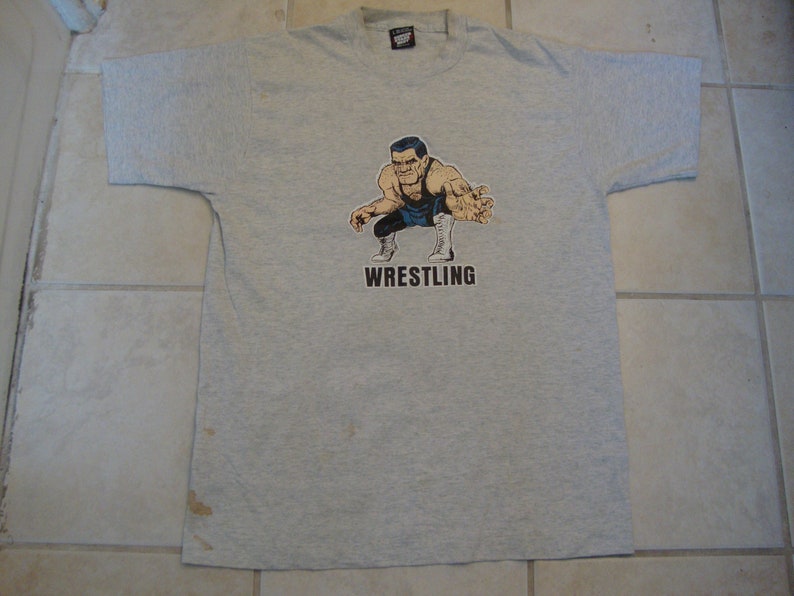 Vintage 80's Wrestling Boivin 90 LB Sports Fan Gray T Shirt Size L image 2