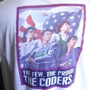 Vintage 90's Medicode The Few The Proud The Coders White T Shirt Size XL