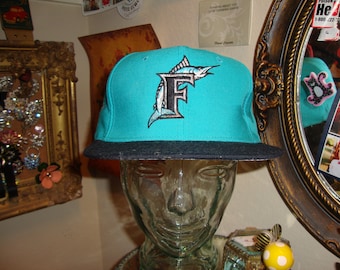 Vintage 90's Florida Marlins MLB Baseball New Era Cap Size 7 1/2