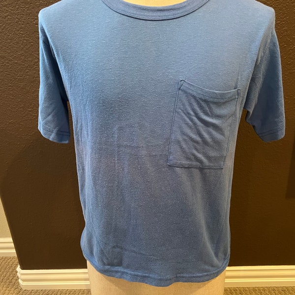Vintage 80's Blue Pocket T Shirt Size M
