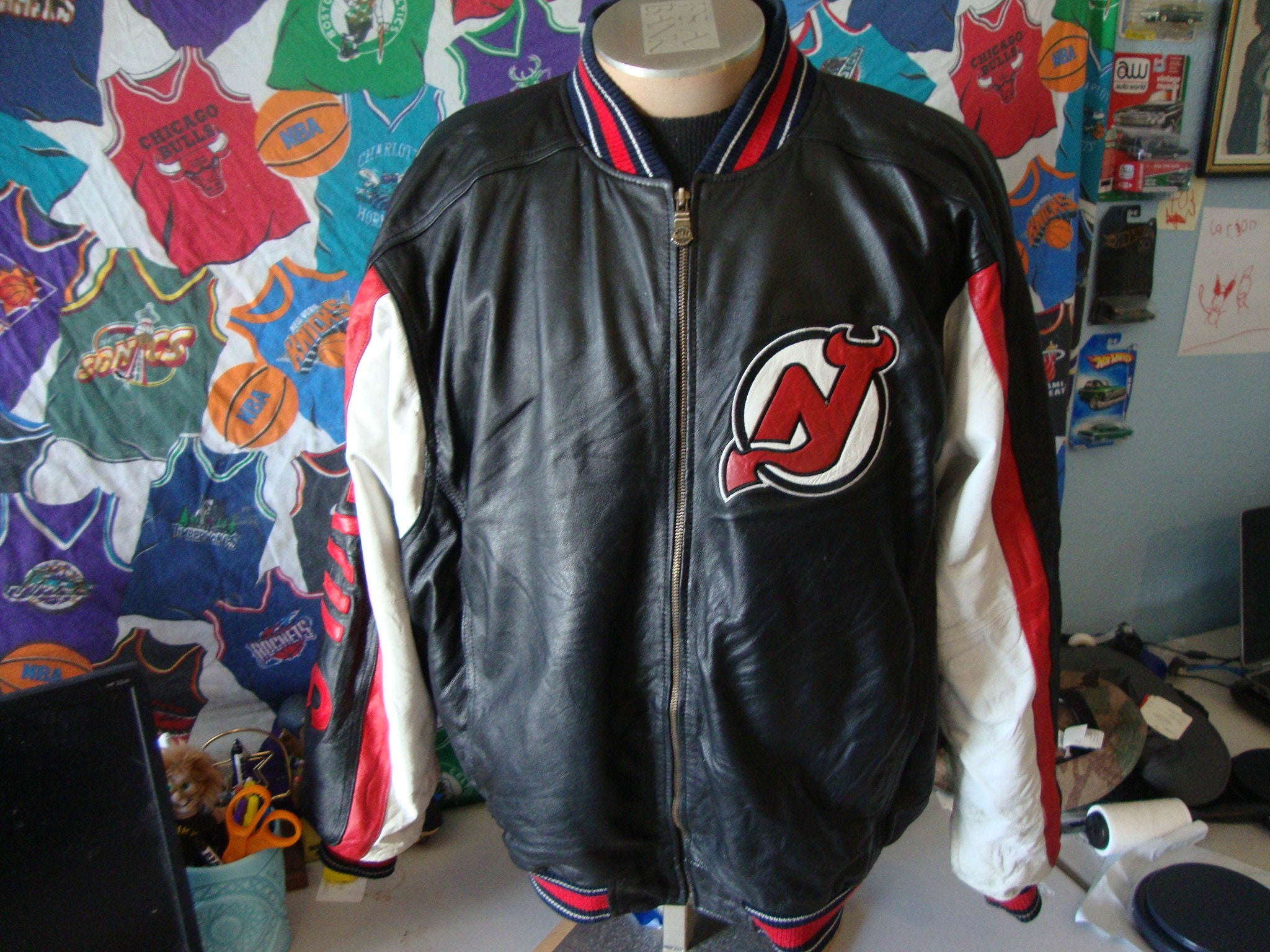 New Jersey Devils Carl Banks G-III Leather Jacket XL NHL