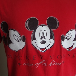 Vintage 90&#39;s Walt Disney Mickey Mouse Faces Red T Shirt Size XL