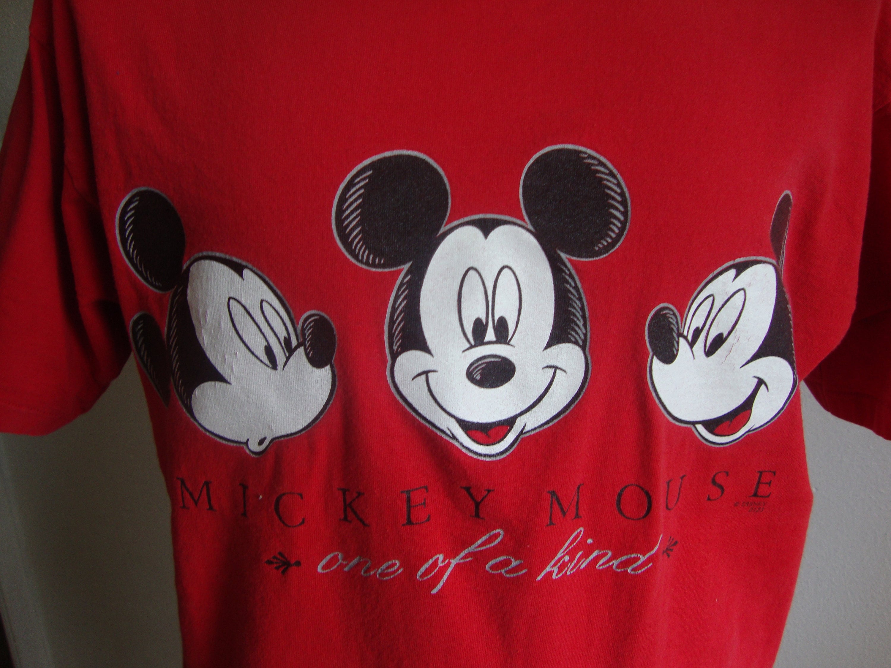 Vintage 90's Walt Disney Mickey Mouse Faces Red T Shirt Size XL - Etsy