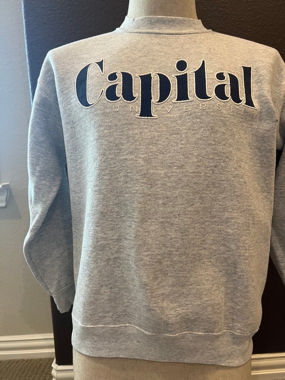 Vintage 80's Capital University Grey Crewneck Swe… - image 2