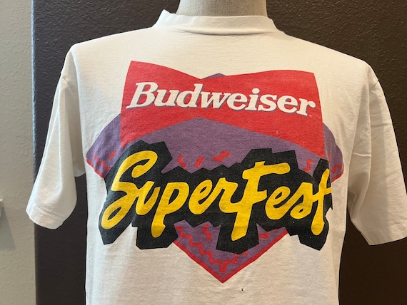 Vintage 90's Budweiser Superfest Beer White T Shirt Size L - Etsy