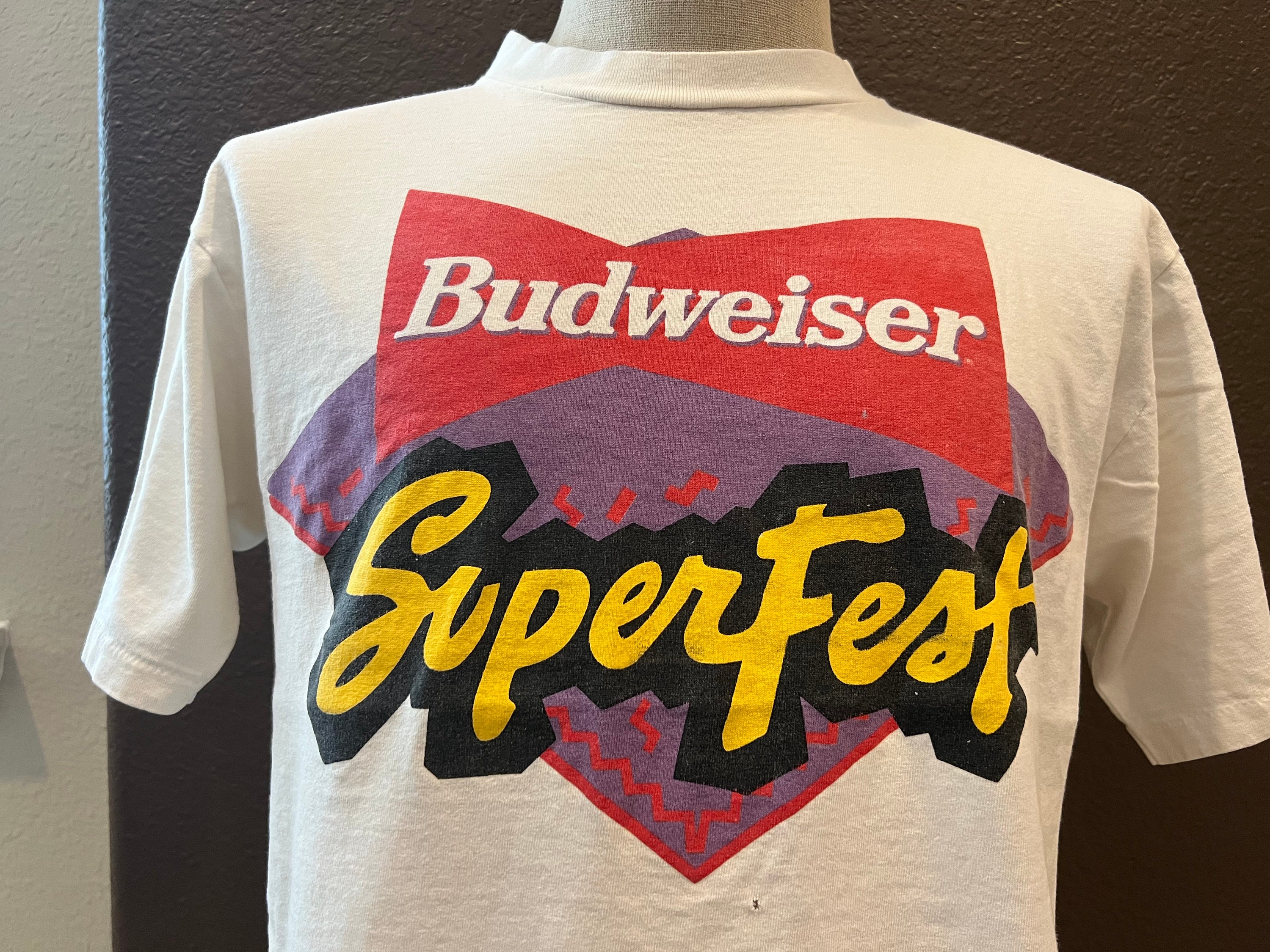 Vintage 90's Budweiser Superfest Beer White T Shirt Size L - Etsy
