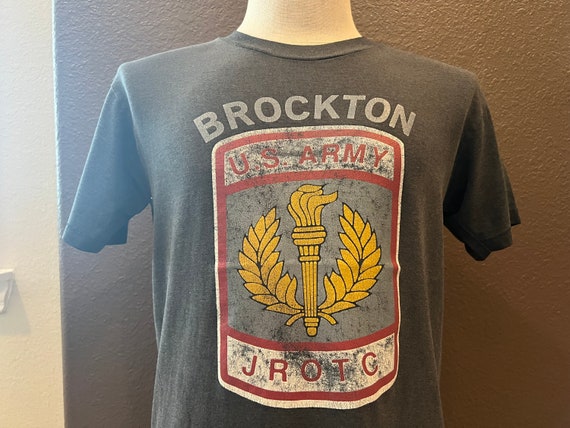 Vintage 90's Brockton US Army JROTC Grey T Shirt … - image 1