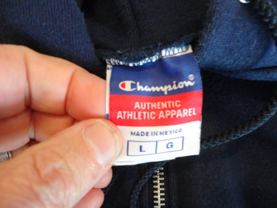 Vintage 90s Champion Navy Blue Full Zip up Hoodie Sweatshirt Size