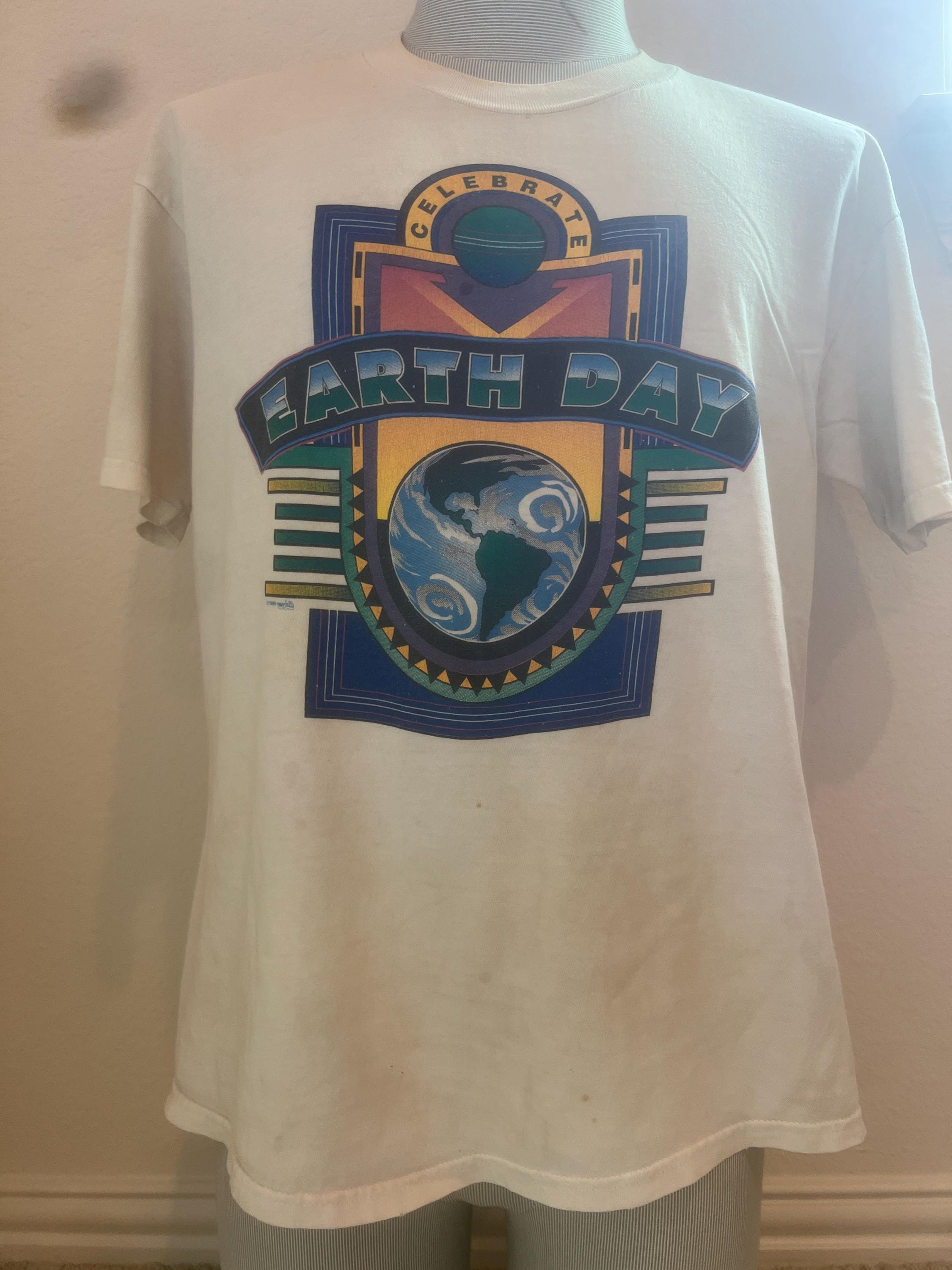 90年代ヴィンテージ 地球の日を祝うホワイトTシャツ サイズL - Etsy 日本