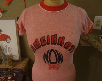 Vintage 70's NOW National Organization For Women Cincinnati ladies T Shirt M