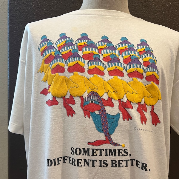 Vintage 90's Sometimes Different is Better Ducks White T Shirt Size XL