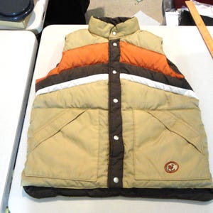 ジャケット・アウター 80s vintage reversible down vest jacket Striped 80s Puffer - Etsy