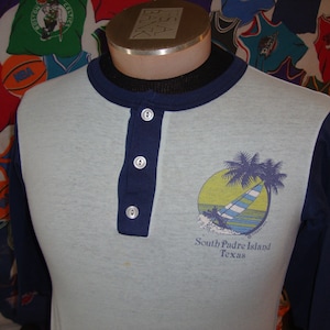 Vintage 80's South Padre Island Texas Sailboat Raglan Sleeve T Shirt S