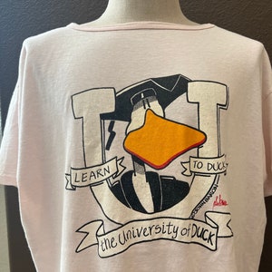 Vintage 90&#39;s John Baron University of Duck Pink T Shirt Size XXL
