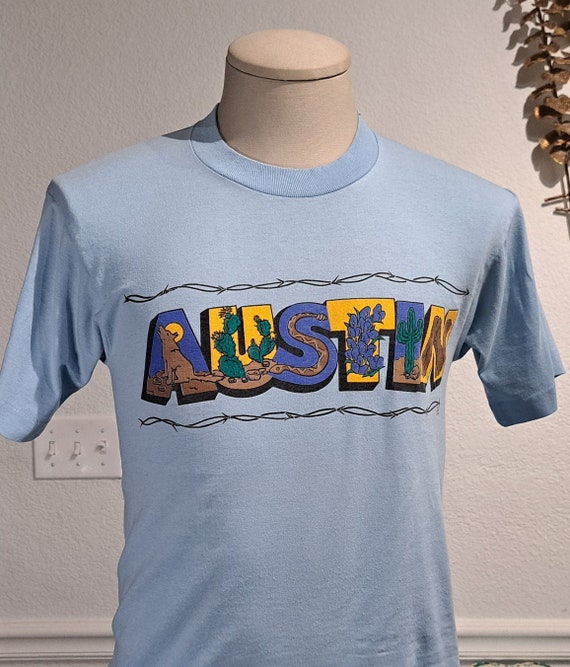 Vintage 80s Austin Texas Tourist blue T-shirt size
