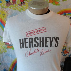 Vintage 80's Hershey's Chocolate Lover Hershey's Chocolates Company White T Shirt Size M