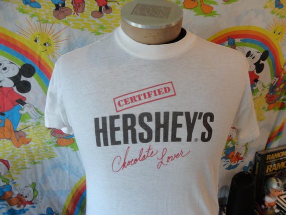Vintage 80's Hershey's Chocolate Lover Hershey's Chocolates Company White T Shirt Size M