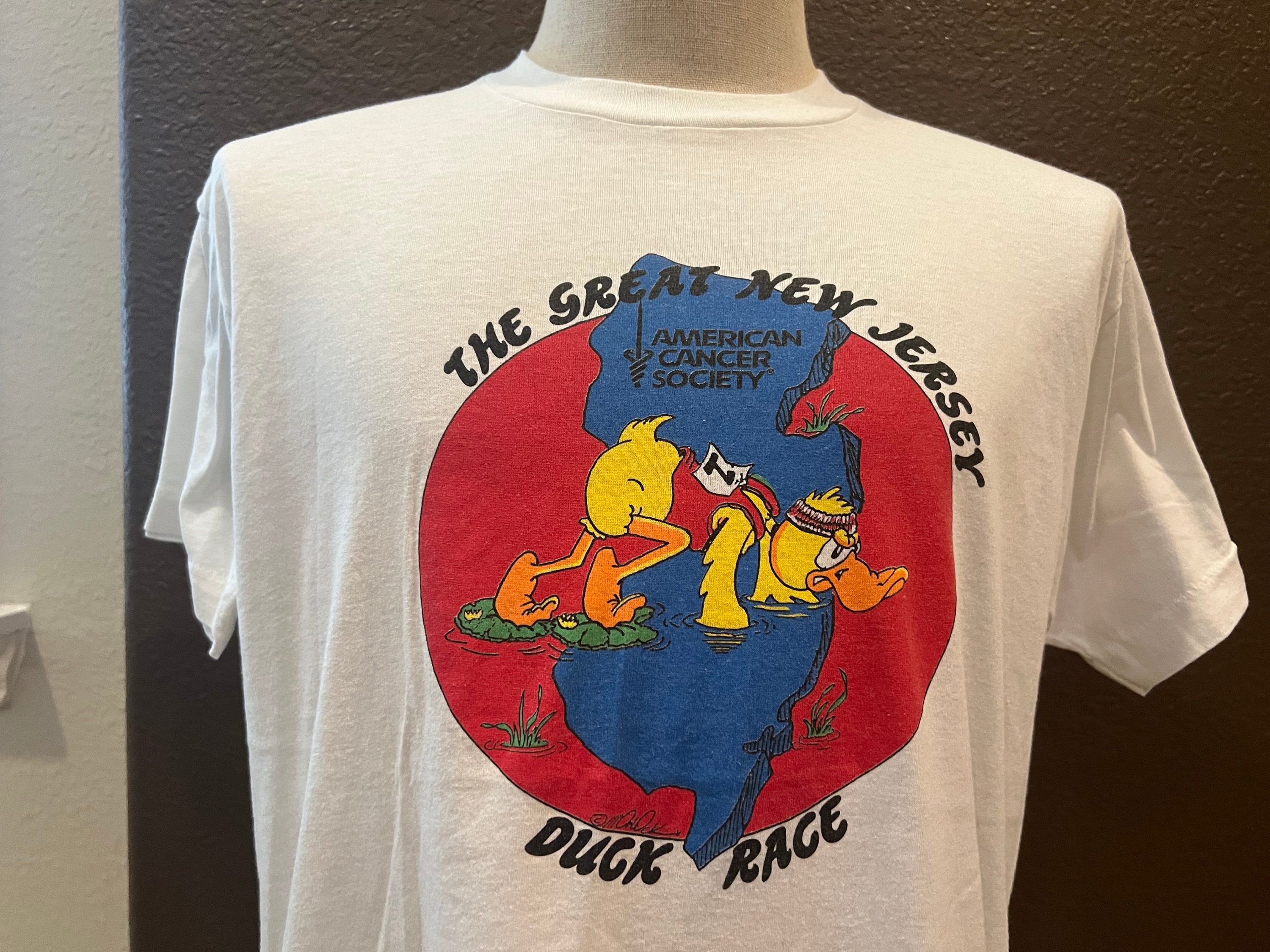 Vintage 80's the Great New Jersey Duck Race White T Shirt Size L
