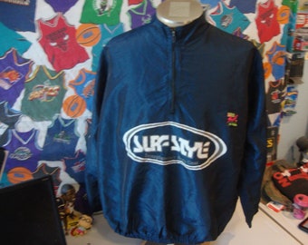 Vintage 90's Surf Style Blue Windbreaker Jacket XL