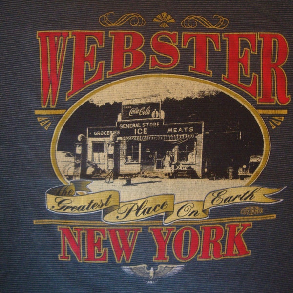 Vintage 90's Webster New York Souvenir Green T Shirt Size XL