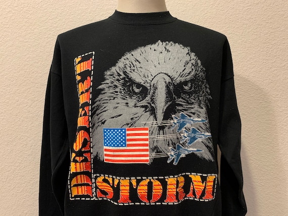 Vtg 90’s Desert Storm War American Flag Bald Eagl… - image 1