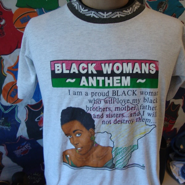 Vintage 90's The Black Womans Anthem Rap Tee Hip Hop T Shirt Size L