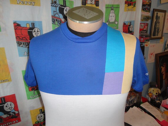 Vintage 80's Adidas Color Block T Shirt Size S - image 1