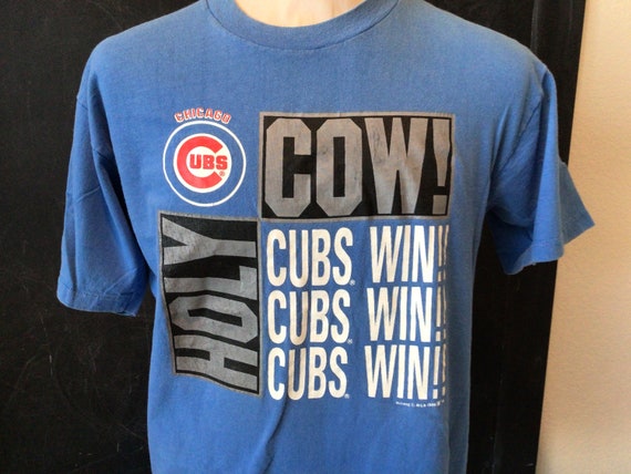 Vintage 90s Chicago Cubs holly Cow Cubs Win T Shirt L 