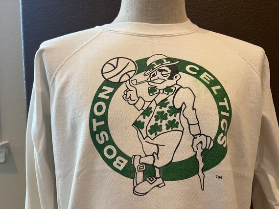 Vintage 80's Boston Celtics White Crewneck Sweatshirt S 